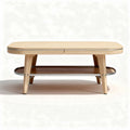 Tavolino da caffè in legno naturale 120 x 60 x 40 cm con ripiano inferiore