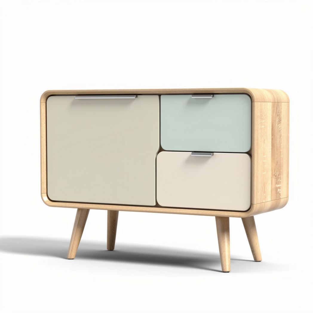 Mobiliere contemporaneo in legno con ante colorate dimensioni 80 x 40 x 70cm