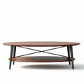Tavolino da caffè oval design moderno in legno e metallo 120 x 60 x 45cm