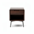 Comodino in legno scuro con cassetto e struttura in metallo 40 x 40 x 45cm