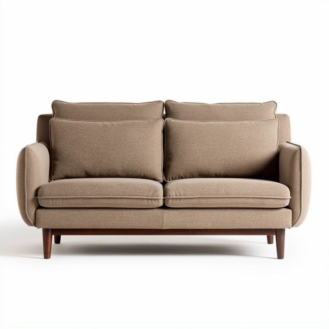 Divano in tessuto beige con struttura in legno 180 x 90 x 85cm