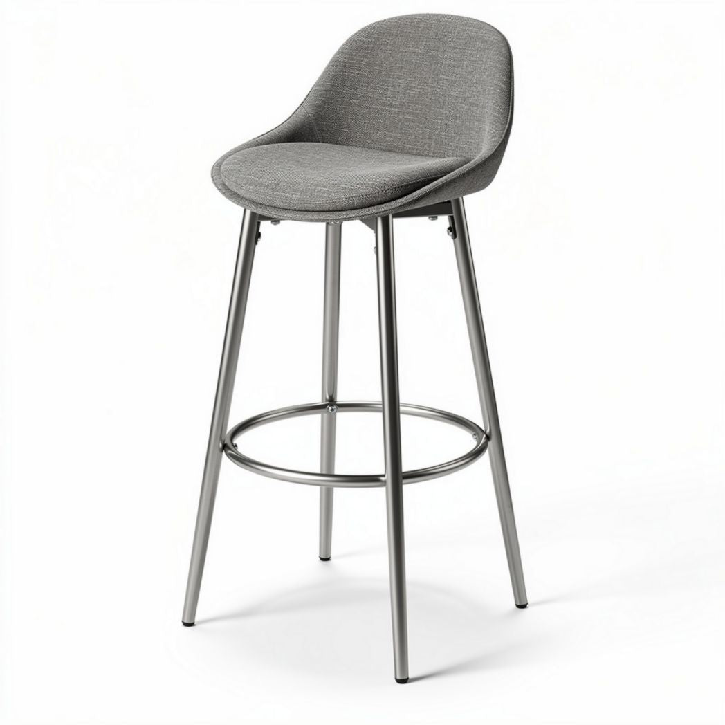 Sgabello da bar in tessuto grigio con telaio in metallo 40 x 40 x 100cm