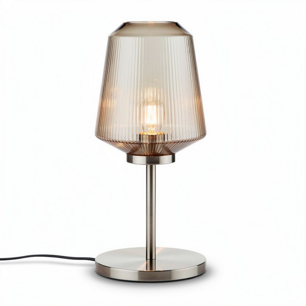Lampada da tavolo in vetro trasparente e metallo cromato 20 x 20 x 40cm