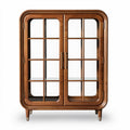 Mobiletto in legno con ante in vetro 80 x 45 x 90cm color noce