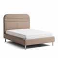 Letto matrimoniale in tessuto beige con testata alta dimensioni 200 x 160 x 100cm