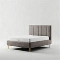 Letto matrimoniale in tessuto grigio con materasso 200 x 160 x 40cm